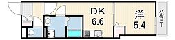 クレアール塚口I 1DKの間取図画像
