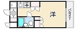 パシフィック南武庫之荘 ワンルームの間取図画像