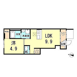 セントグレース武庫川1 1LDKの間取図画像