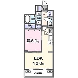 パルク大西 1LDKの間取図画像