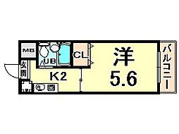 Kビル 1Kの間取図画像