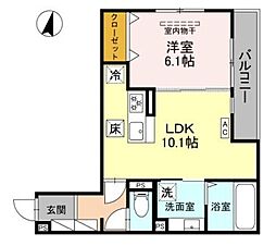 尼崎市武庫町4丁目アパート 1LDKの間取図画像