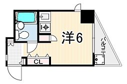キューブ東塚口 ワンルームの間取図画像