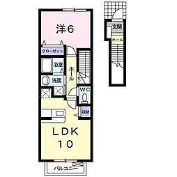 エレガンシア 1LDKの間取図画像