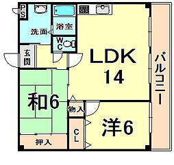 ハイツ寺本 2LDKの間取図画像