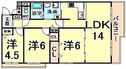 フォレステージュ武庫之荘 3LDKの間取図画像