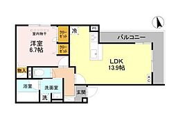 尼崎市南武庫之荘3丁目アパート 1LDKの間取図画像