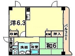 アーバンハイム武田 2LDKの間取図画像
