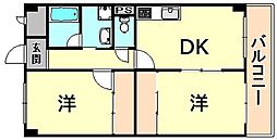 アビタ・コア2棟 2DKの間取図画像