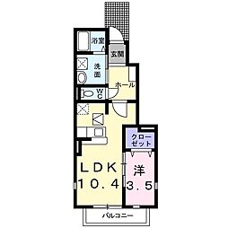 個邸鈴原 1LDKの間取図画像