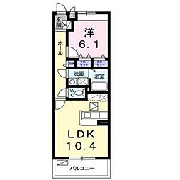 ハウオリオハナ 1LDKの間取図画像