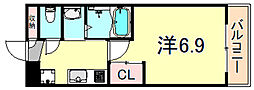 Luxe塚口 1Kの間取図画像