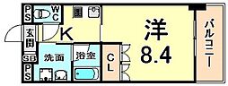 BelleFace尼崎 1Kの間取図画像