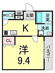フジパレス尼崎ガーデン 1Kの間取図画像