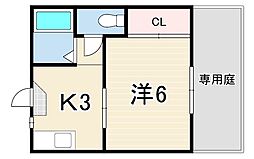 パシフィック塚口 1Kの間取図画像