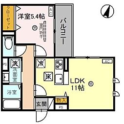 神戸市灘区岩屋北町2丁目アパート 1LDKの間取図画像