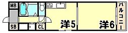 ビーハイツ北野 3階1DKの間取り