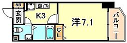 ベルトピア門口 7階1Kの間取り