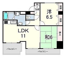 パルシオ三宮フラワーロード 11階1Kの間取り
