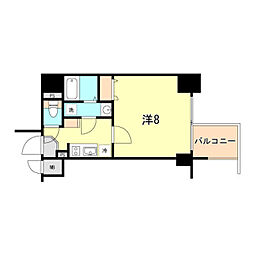 ファステート神戸ティアモ 9階1Kの間取り