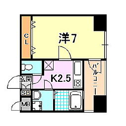 JR東海道・山陽本線 元町駅 徒歩5分の賃貸マンション 10階1Kの間取り
