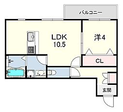 グランレーヴ上沢 1階1LDKの間取り