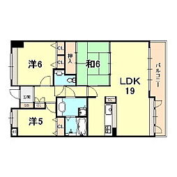 アーデンコート住吉川 5階3LDKの間取り