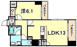 プレサンスKOBEグレンツ 4階1LDKの間取り