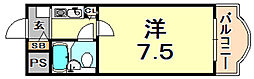 メゾン王子 3階1Kの間取り