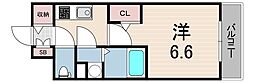 エスリード神戸大倉山ヒルズ 5階1Kの間取り