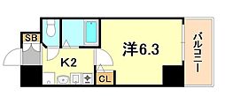 エステムコート神戸ハーバーランド前2 9階1Kの間取り