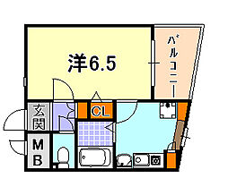 ラナップスクエア神戸県庁前 2階1Kの間取り