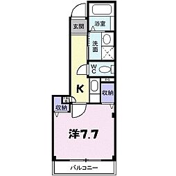 フィオーレ橘 1階1Kの間取り