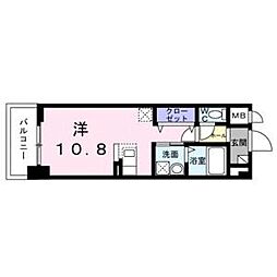 プラチナコート 4階ワンルームの間取り