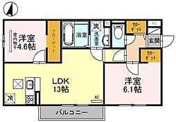 ラ・ヴェール杉尾台 1階2LDKの間取り