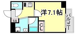 ユリシス新神戸 5階1Kの間取り