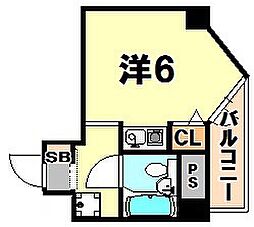 ライオンズマンション神戸元町第3 7階ワンルームの間取り