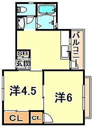 JR東海道・山陽本線 三ノ宮駅 徒歩9分の賃貸マンション 3階2Kの間取り