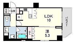 リーガル神戸三宮2 2階1LDKの間取り