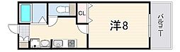 ガルフタワー 8階1Kの間取り