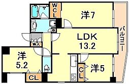 アーバネックス元町通 2階2SLDKの間取り
