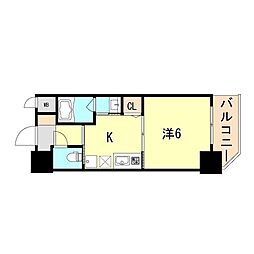 ワールドアイ神戸湊町 5階1Kの間取り