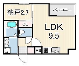 ワコーレヴィータ神戸山本通 1階1LDKの間取り