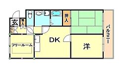 ライオンズマンション三宮 8階2SDKの間取り