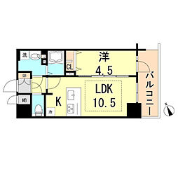 プレサンス THE 神戸 10階1LDKの間取り