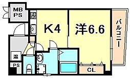 ラ・フォンテ三宮旭 9階1Kの間取り