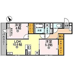 D-ROOM国芳 1階2LDKの間取り