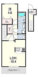 レジーナ 2階1LDKの間取り