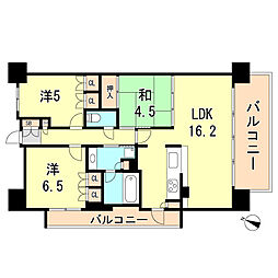 ザ・パークハウス神戸春日野道 5階3LDKの間取り