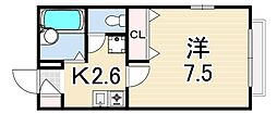 エーデルハイム会下山 1Kの間取図画像